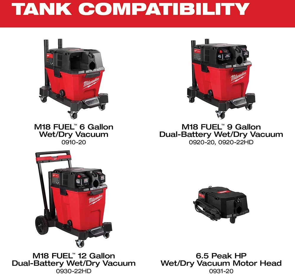 Milwaukee 0912-20 M18 9 Gallon Wet/Dry Shop Vacuum Tank