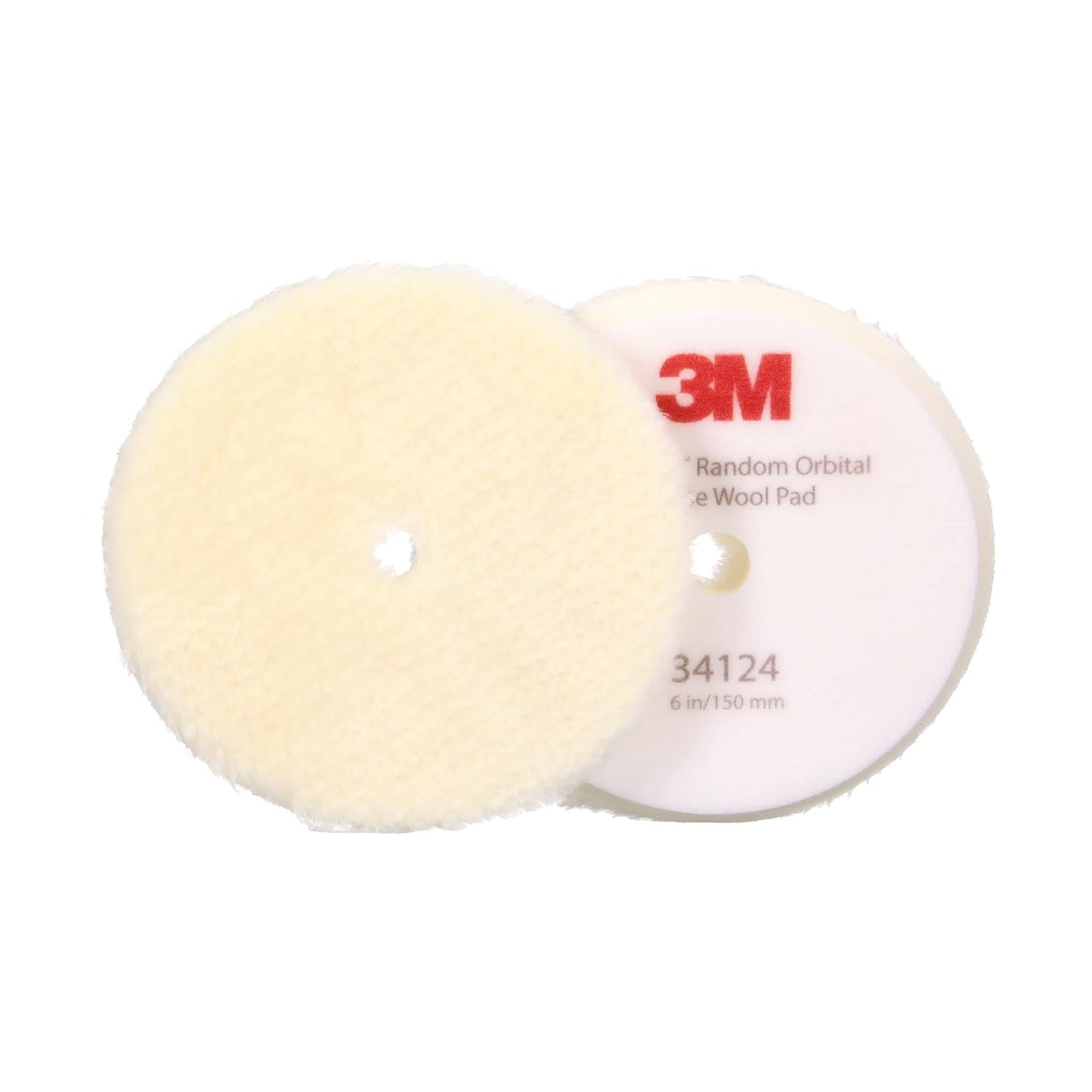 3M™ Perfect-It™ 34124 Random Orbital Compounding Pad, 6 in Dia, Coarse, Hook and Loop Attachment, Wool Pad, White