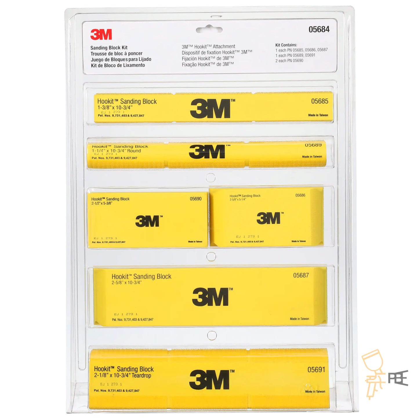 3M™ Hand Sanding Block Kit, Hookit™ Attachment - 05684