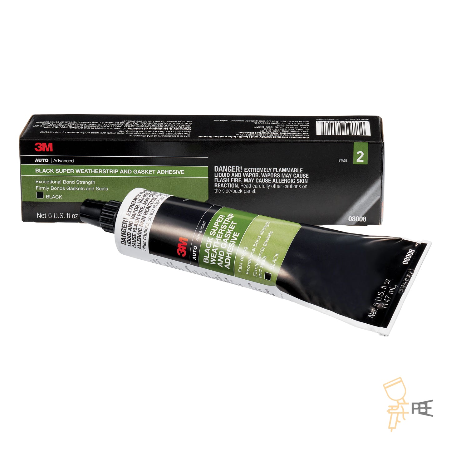 3M™ Super Weatherstrip and Gasket Adhesive, 08008, 5 oz Tube, Paste, Black, 24 hr Curing