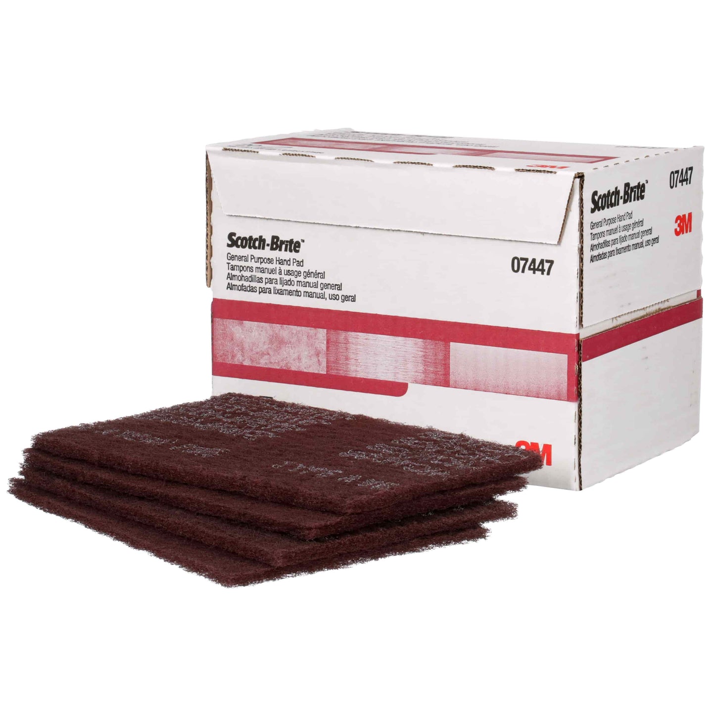 3M™ Scotch-Brite Hand Pad Maroon, 6" x 9" (320G-400G), 20 Pack, 1 Box - 07447