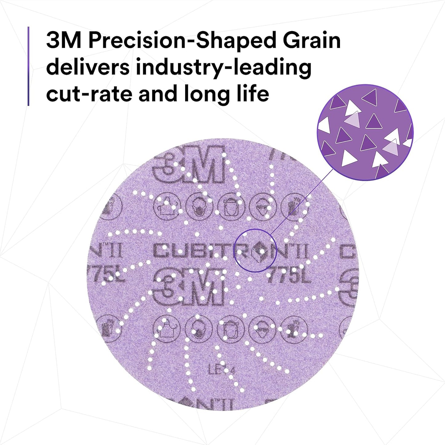3M™ Xtract Cubitron II Hookit Clean Sanding Film Disc 775L, 220+, 5 in, Pack of 50 Hook and Loop Sanding Discs, 31471
