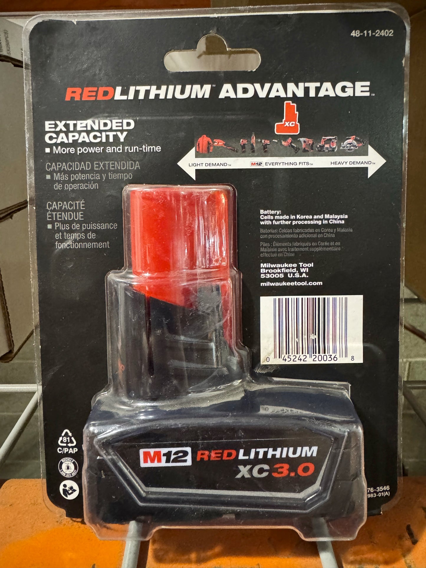 Milwaukee 48-11-2402 M12 REDLITHIUM High Capacity XC 3.0 Battery Pack