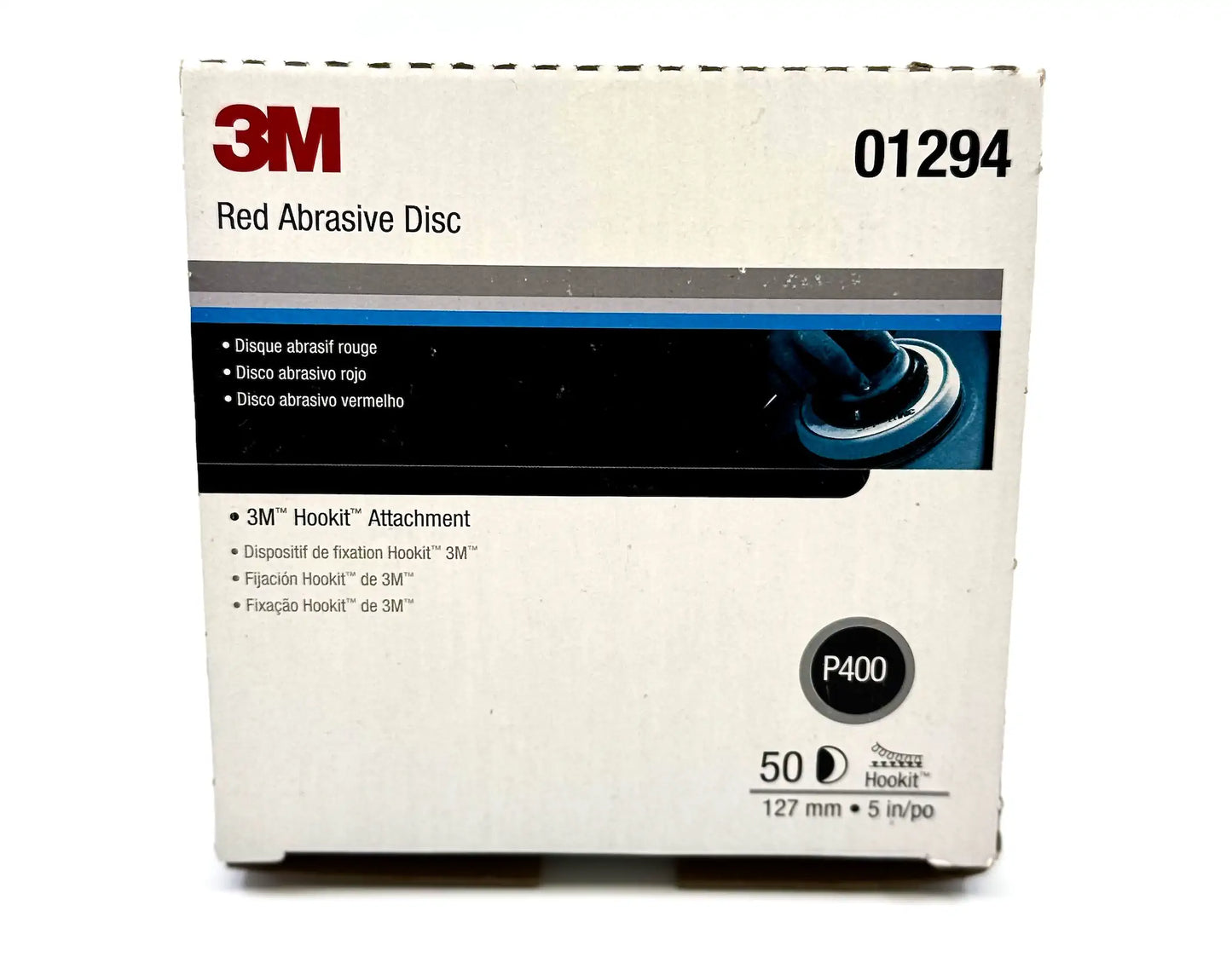 3M 01294 Hookit Red Abrasive Discs, P400, 5-inch - 50 Pack