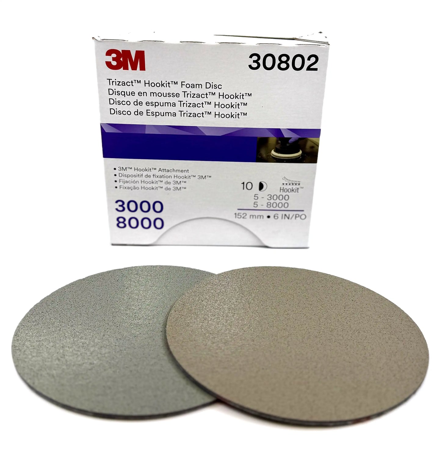 3M Trizact Hookit Foam Backing Abrasive Disc Kit, 443SA, 6" Disc, 3000/8000 Grit, 30802