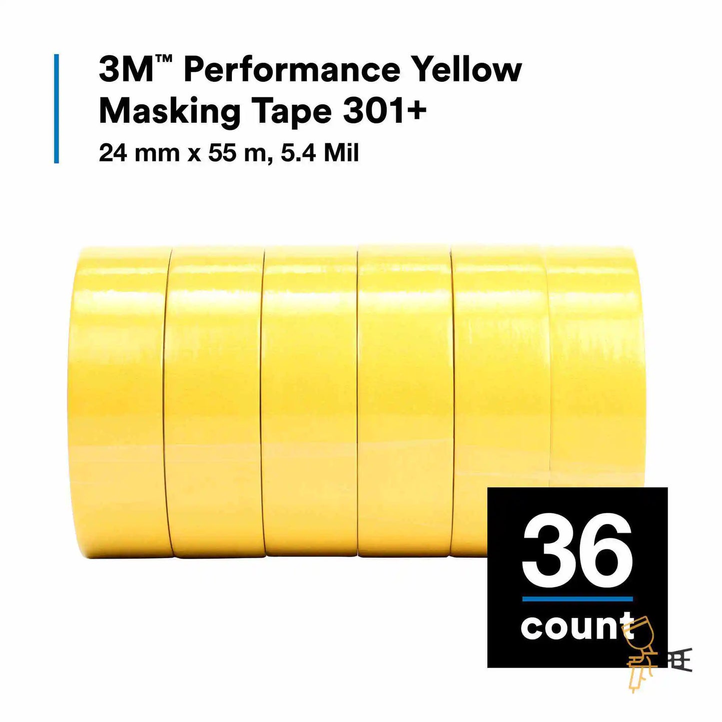 3M™ Automotive Refinish Yellow Masking Tape 388N