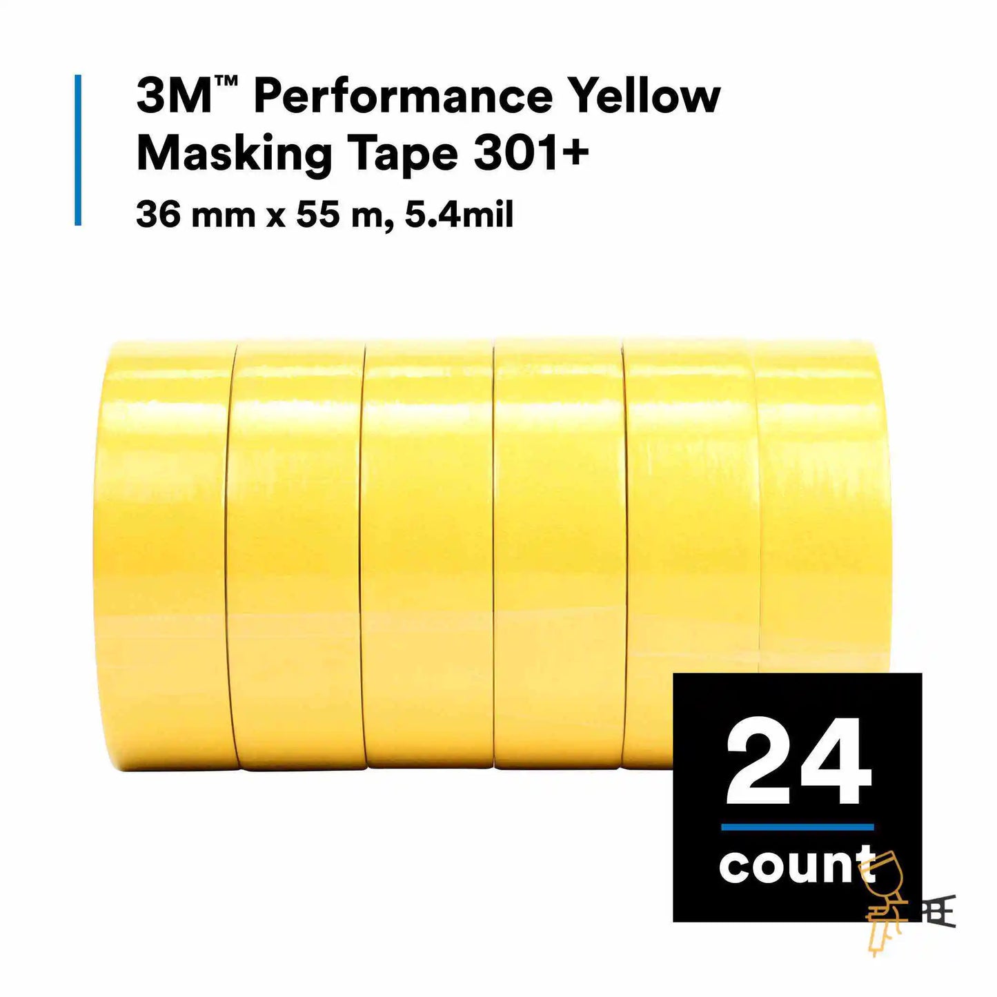 3M™ Automotive Refinish Yellow Masking Tape 388N