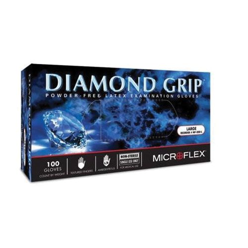 Microflex® Diamond Grip® MF-300-M MF-300 Durable Disposable Exam Gloves, Medium, Natural Rubber Latex, Natural