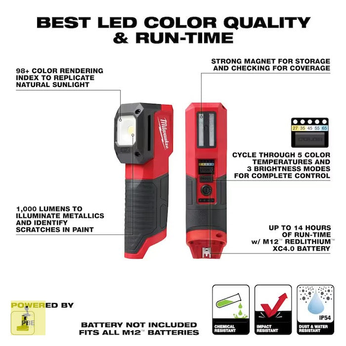 Milwaukee M12™ LED Color Match Light - Professional Paint & Detailing Inspection Tool