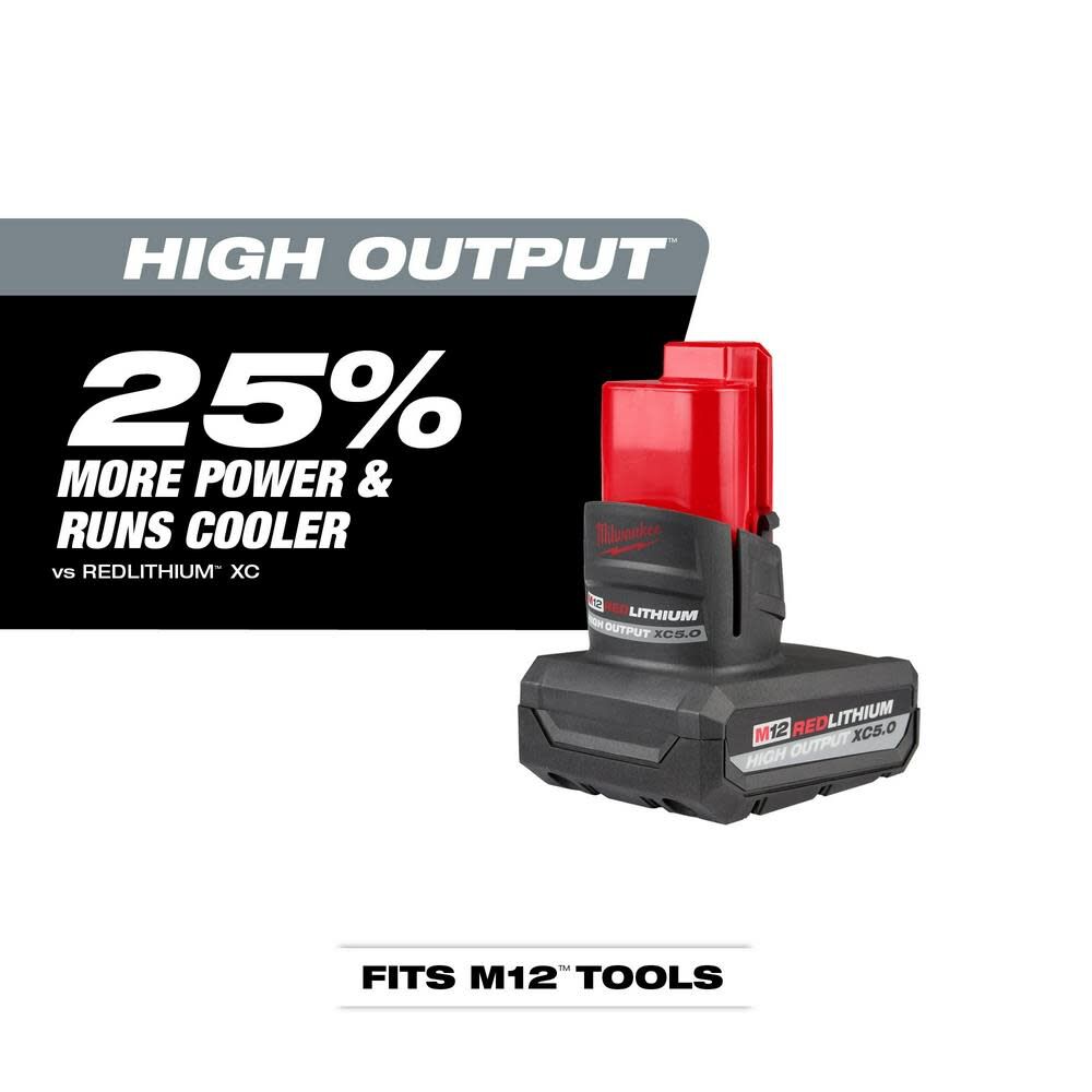Milwaukee 48-11-2450 M12 REDLITHIUM High Output XC 5.0 Battery Pack
