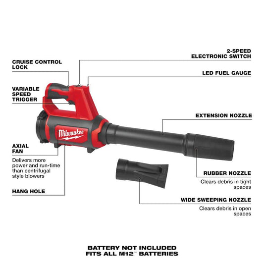 M12 12V Lithium-Ion Cordless Compact Spot Blower