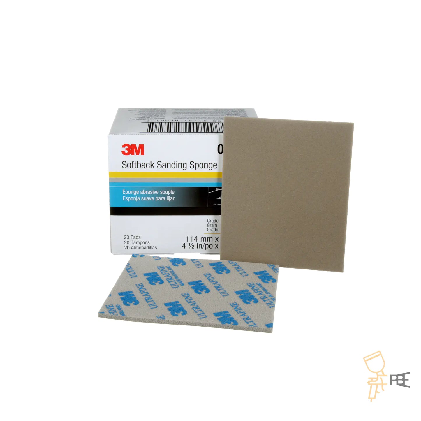 3M™ Flexible Sanding Sponge, 4-1/2 in W x 5-1/2 in L, 20 Sponges/Box, Fine-Ultra Fine