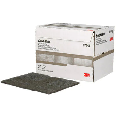 3M™ Scotch-Brite Gray Hand Pad, 6" x 9" (600G-1000G), 20 Pack, 1 Box - 07448