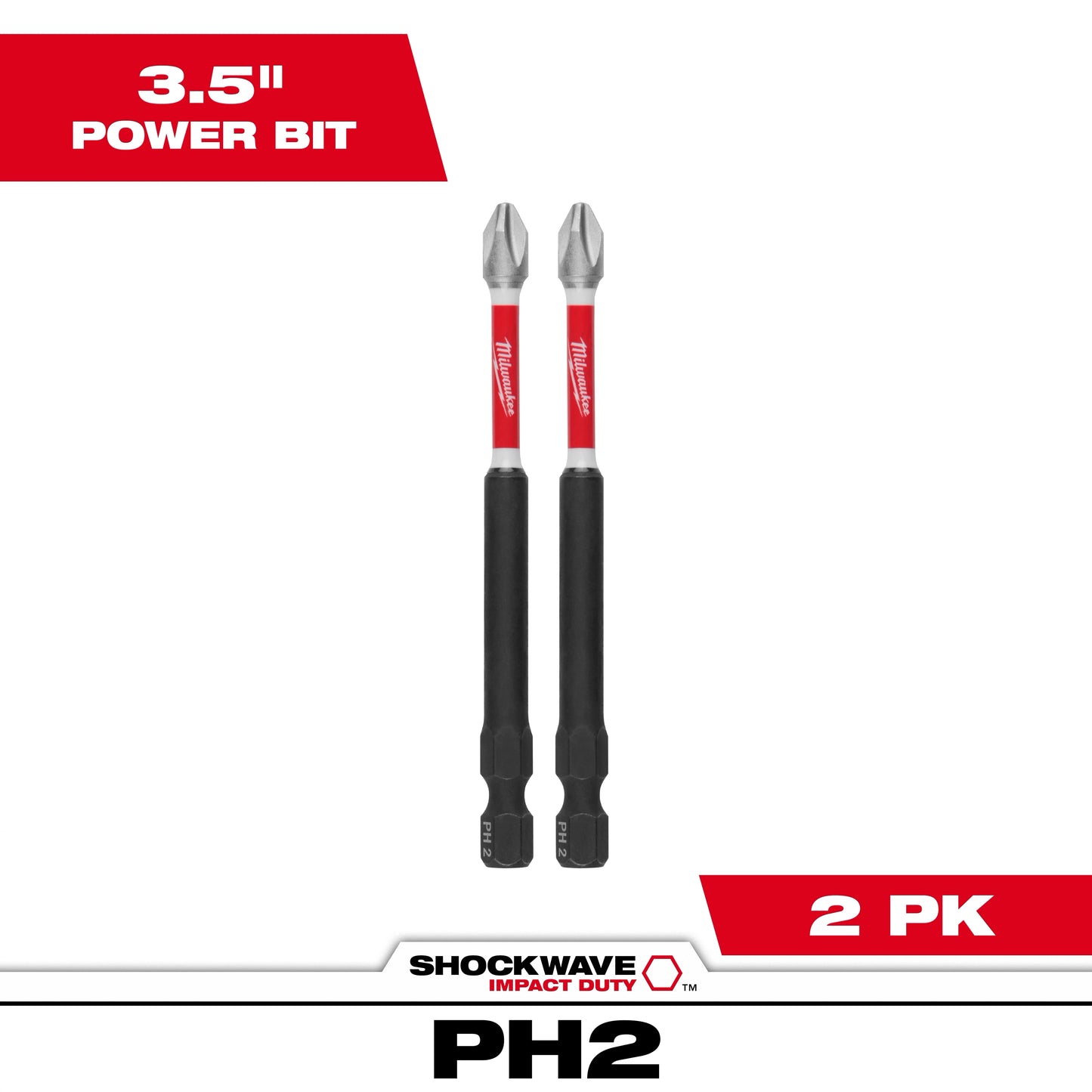 Milwaukee SHOCKWAVE™ Impact Duty 3-1/2" PH2 Bit (2 PK) — 48-32-4662