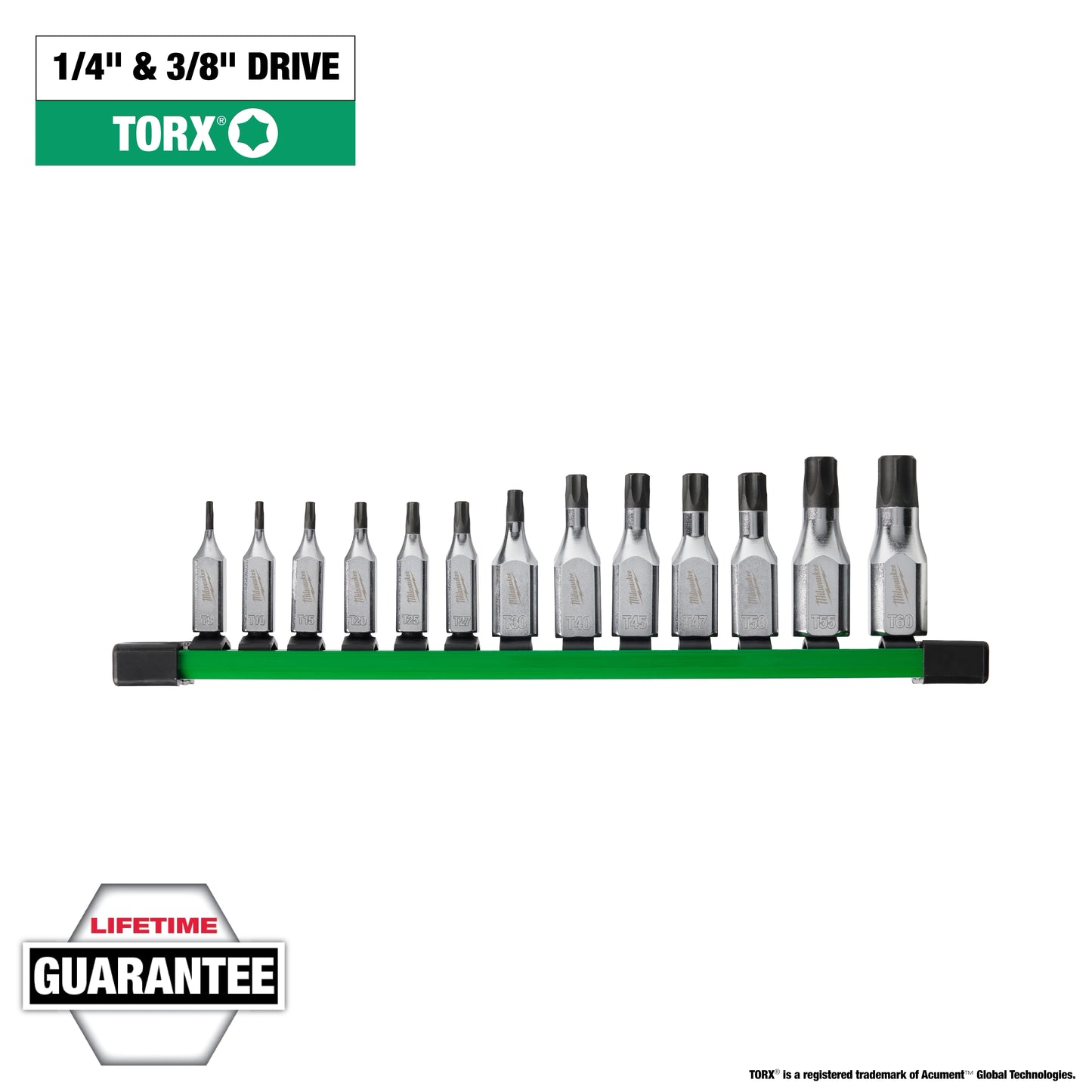 Milwaukee 13 pc 1/4" and 3/8" Drive TORX® Bit Socket Set — 48-22-9532