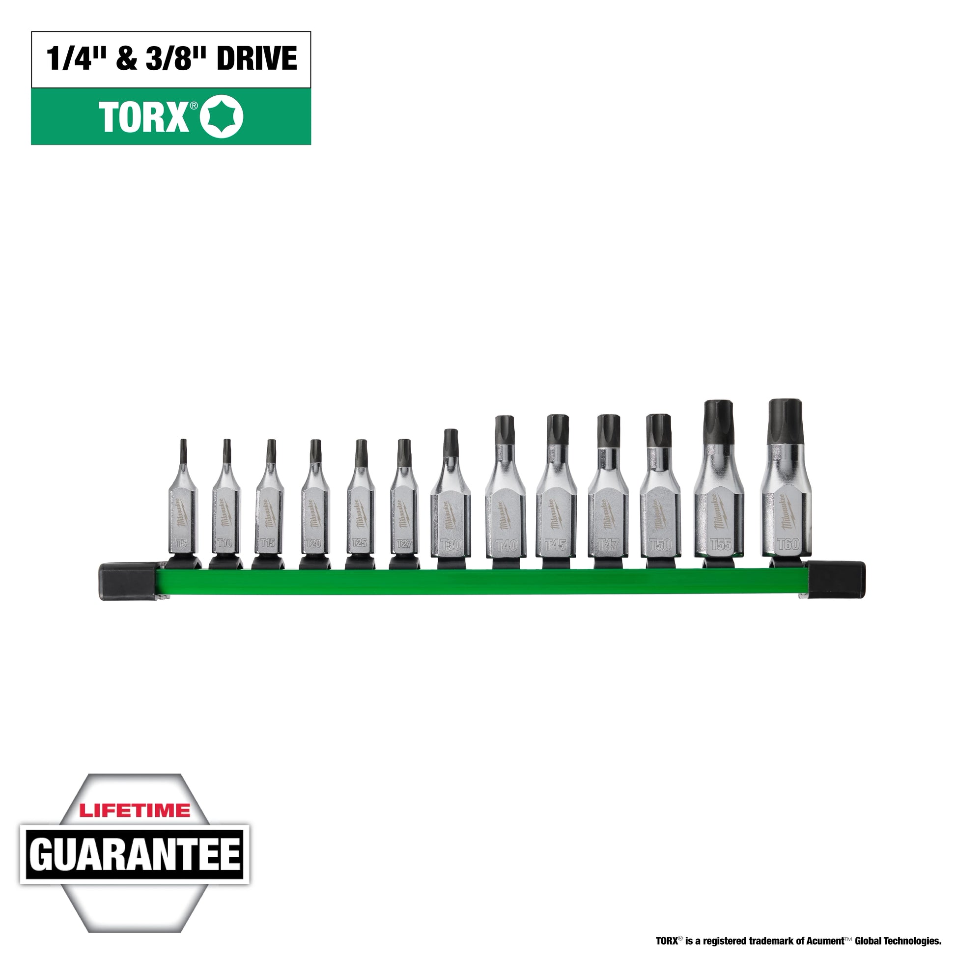 Milwaukee 13 pc 1/4" and 3/8" Drive TORX® Bit Socket Set — 48-22-9532