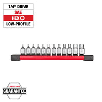 Milwaukee 12 pc 1/4” Drive Low-Profile Hex Bit Socket Set - SAE — 48-22-9544