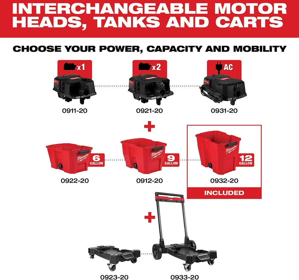 Milwaukee® M18™ 12 Gallon Wet/Dry Vacuum Tank, 0932-20