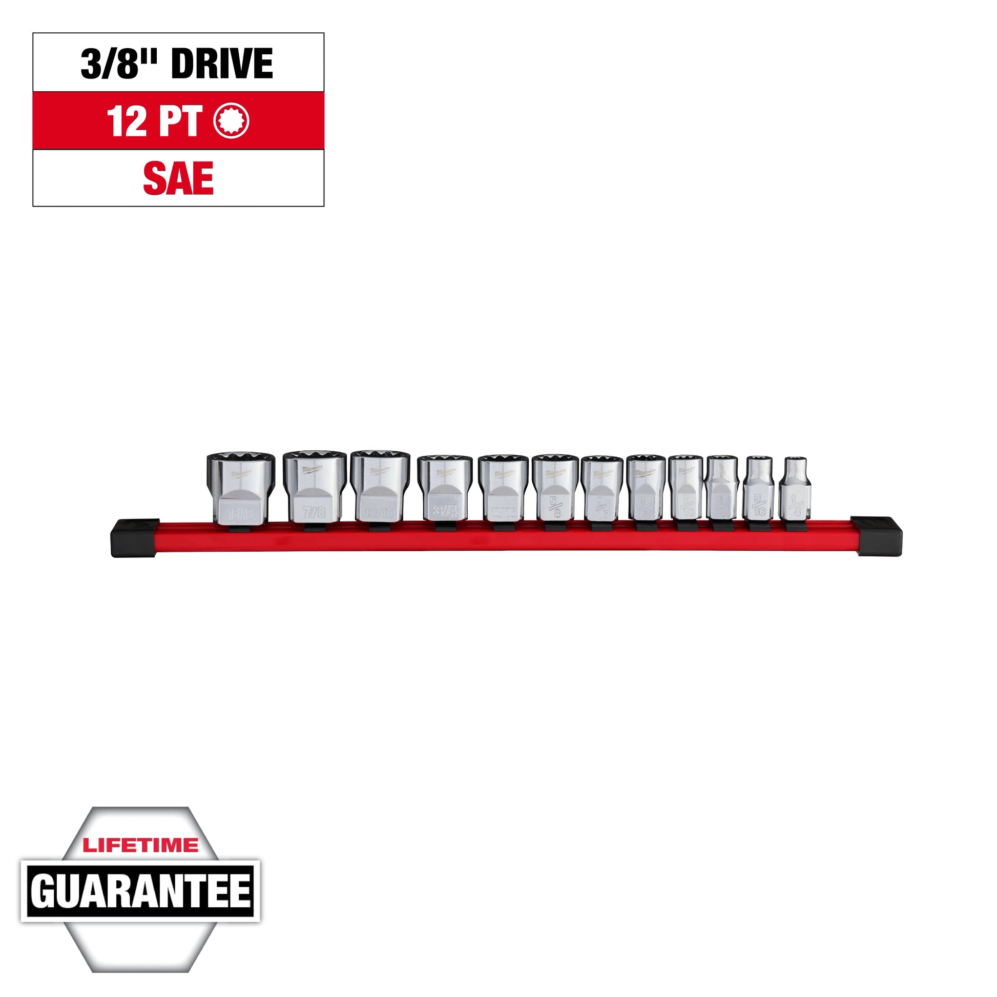 Milwaukee 12 pc 3/8" Drive 12-Point SAE Socket Set — 48-22-9420