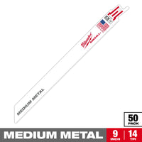 Milwaukee 9" 14 TPI SAWZALL® Blade for Medium Metal (50 PK) — 48-01-6187