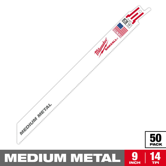 Milwaukee 9" 14 TPI SAWZALL® Blade for Medium Metal (50 PK) — 48-01-6187