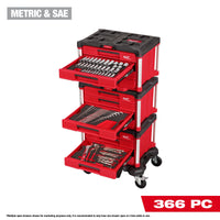 Milwaukee 366 pc. Master Mechanics Hand Tool Set with PACKOUT™ Drawers and Dolly — 48-22-9495
