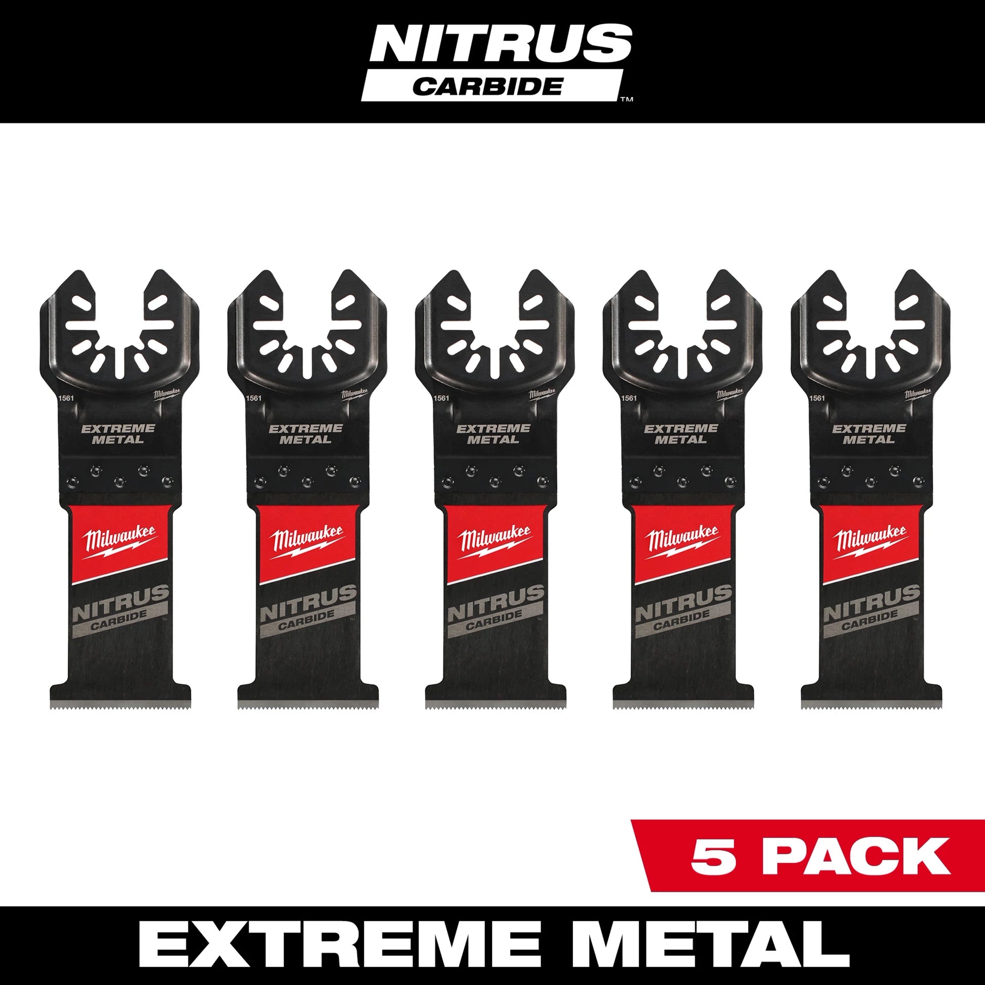 Milwaukee 1-3/8" NITRUS™ Carbide Extreme Metal Universal Fit Oscillating Multi-Tool Blade (5 PK) — 49-25-1565