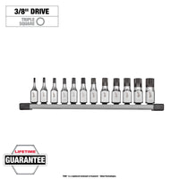 Milwaukee 12 pc 3/8" Drive Triple Square Bit Socket Set — 48-22-9536