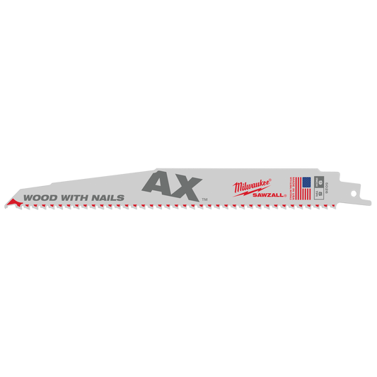 Milwaukee 9" 5 TPI AX™ SAWZALL® Blade for Wood with Nails (25 PK) — 48-00-8026
