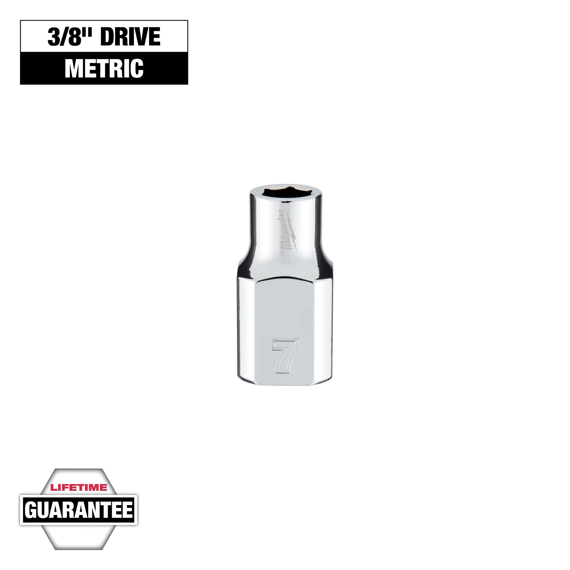 Milwaukee 3/8" Drive 7mm Metric Socket with FOUR FLAT™ Sides — 45-34-9077