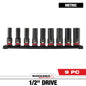 Milwaukee 9 PC SHOCKWAVE™ Impact Duty 1/2" Drive Metric Deep 6 Point Socket Set — 49-66-7032