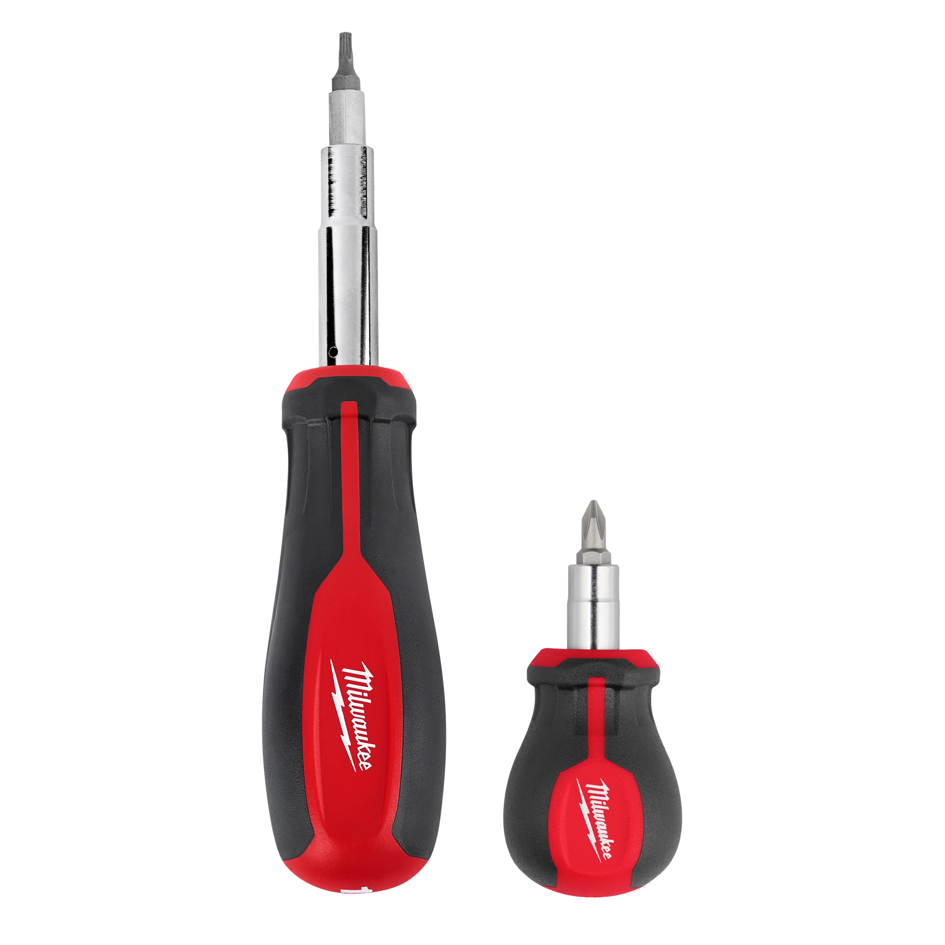 Milwaukee 2 pc 11-in-1 Multi-Bit Screwdriver and 6-IN-1 Stubby Multi-Bit Screwdriver Set — 48-22-2763