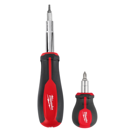 Milwaukee 2 pc 11-in-1 Multi-Bit Screwdriver and 6-IN-1 Stubby Multi-Bit Screwdriver Set — 48-22-2763