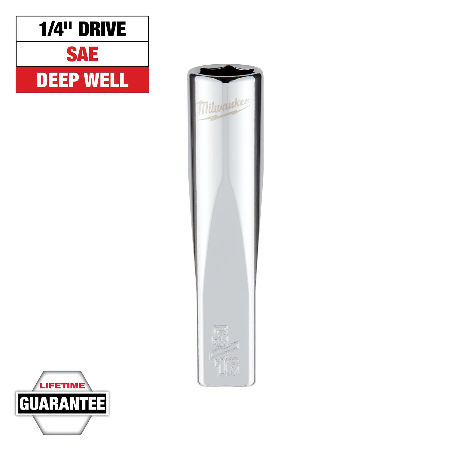 Milwaukee 1/4" Drive 5/16" SAE Deep Socket with FOUR FLAT™ Sides — 45-34-9016