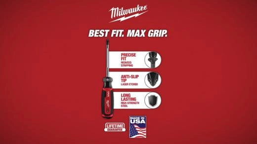 Milwaukee 5/16" Slotted 6" Cushion Grip Demolition Screwdriver (USA) — MT208