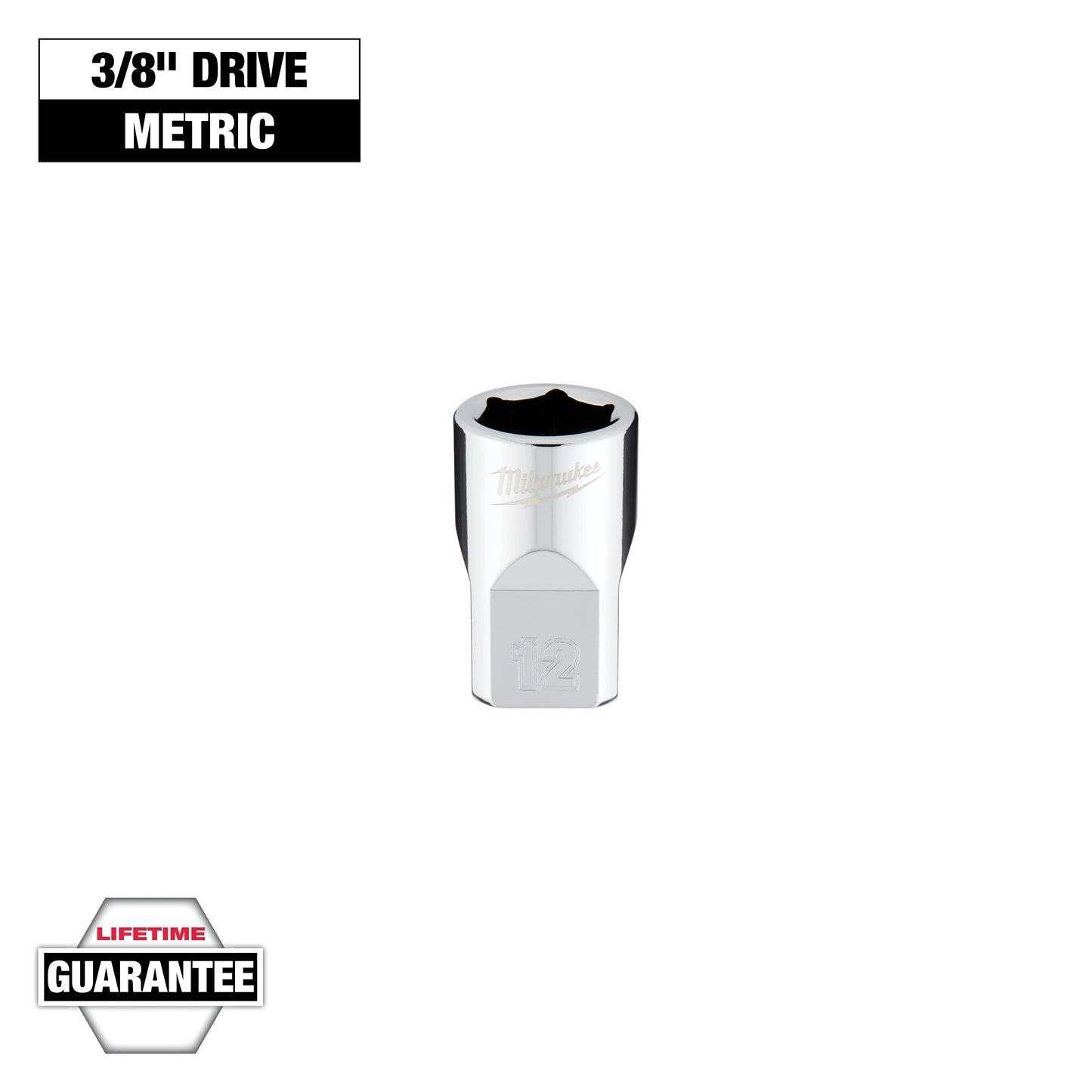 Milwaukee 3/8" Drive 12mm Metric Socket with FOUR FLAT™ Sides — 45-34-9082
