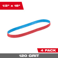 Milwaukee 1/2” x 18” 120 Grit Bandfile Belts – 4 pack — 48-80-9120