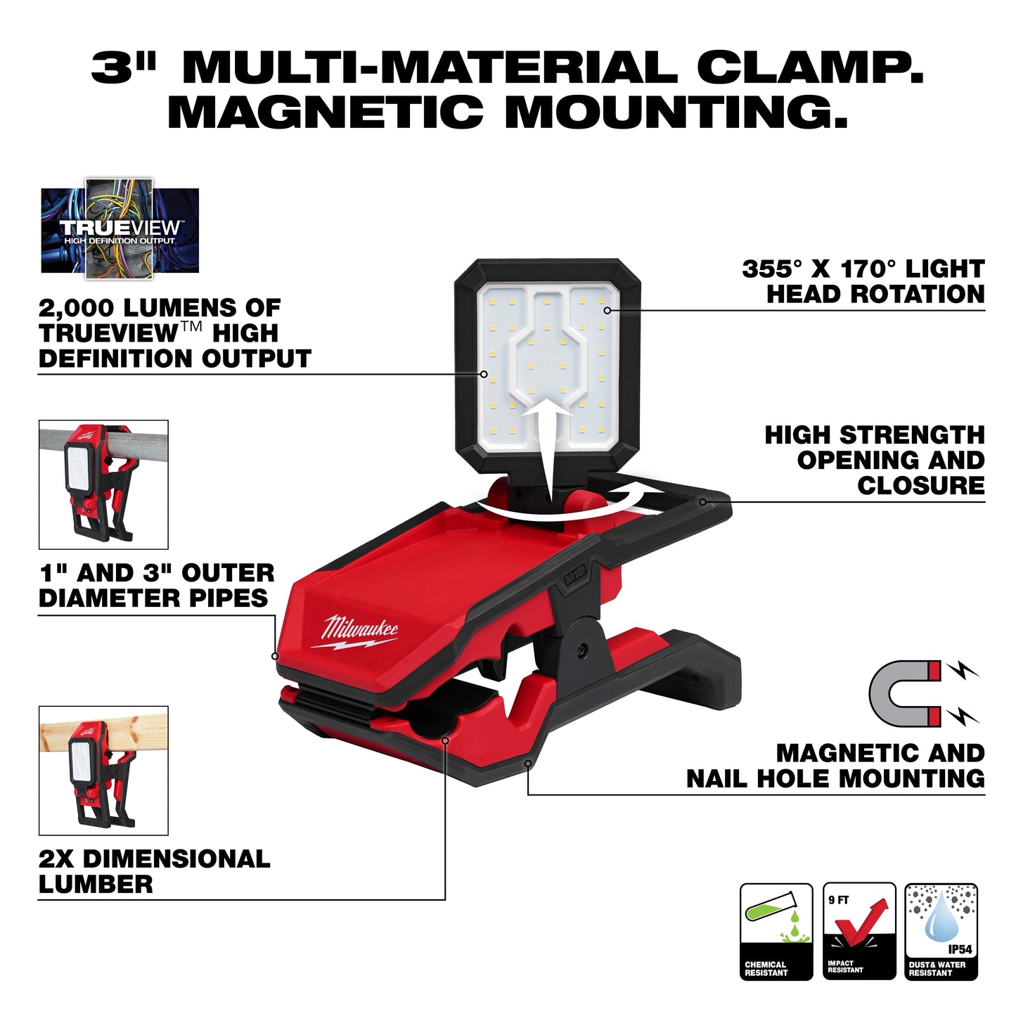 Milwaukee M18™ ROVER™ Clamping Flood Light — 2358-20