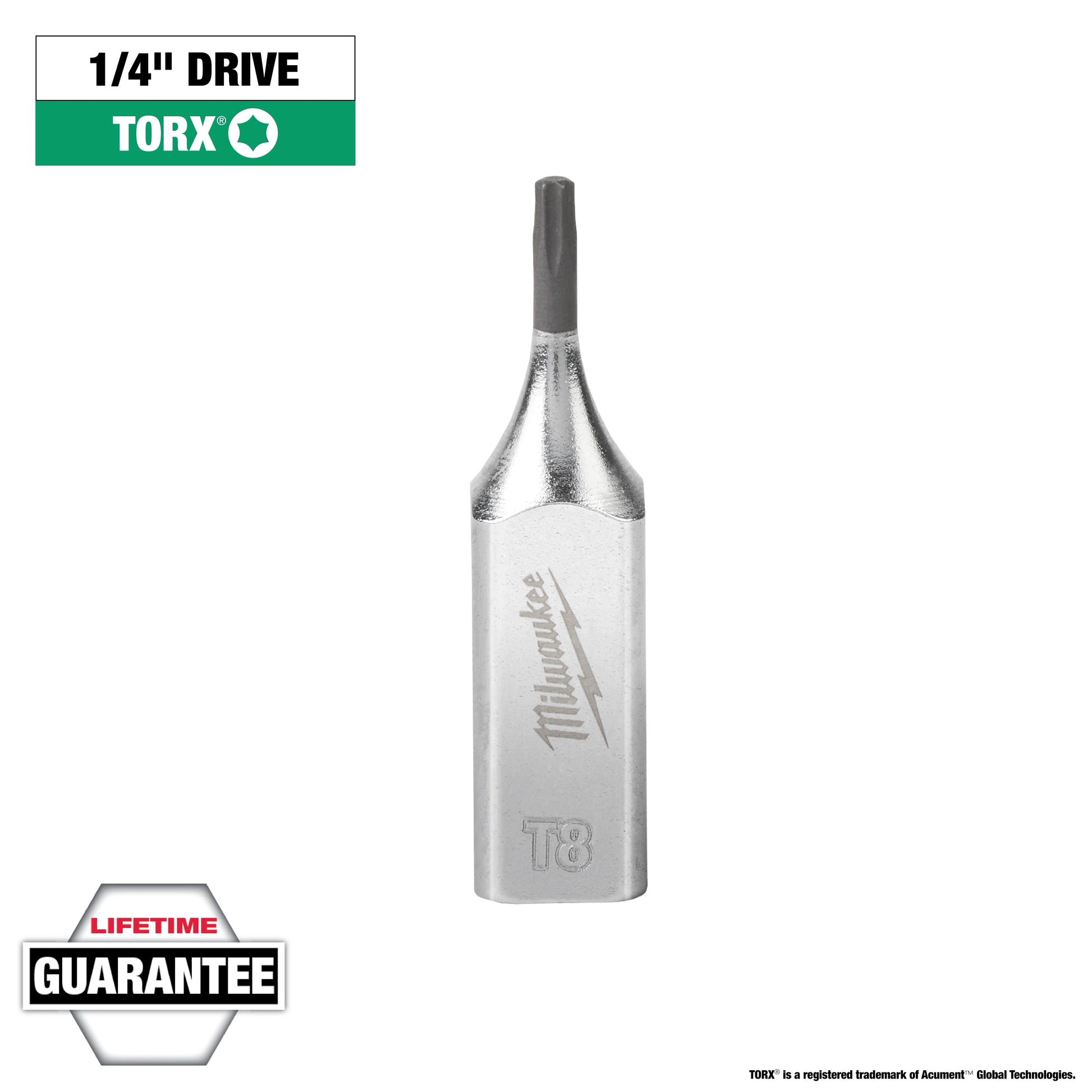 Milwaukee 1/4" Drive T8 TORX® Bit Socket — 45-34-1000