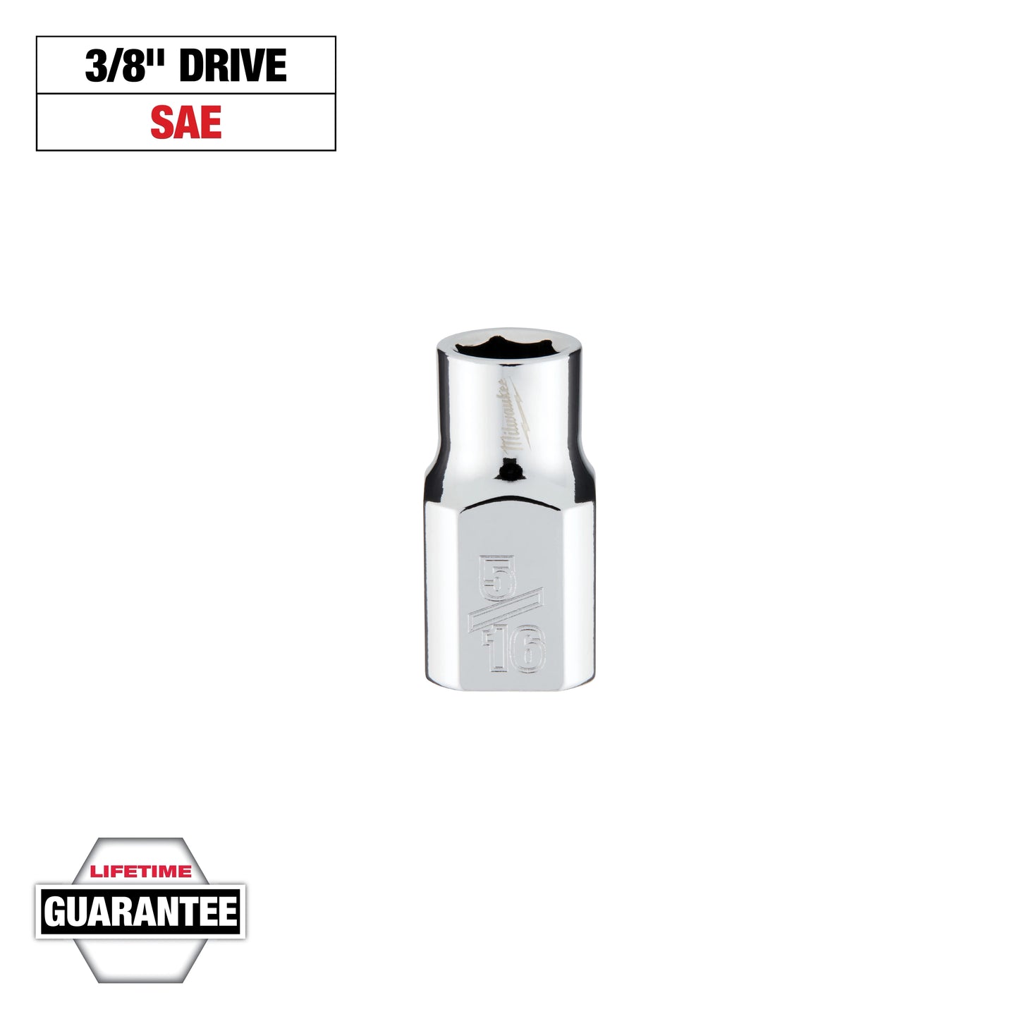 Milwaukee 3/8" Drive 5/16" SAE Socket with FOUR FLAT™ Sides — 45-34-9061