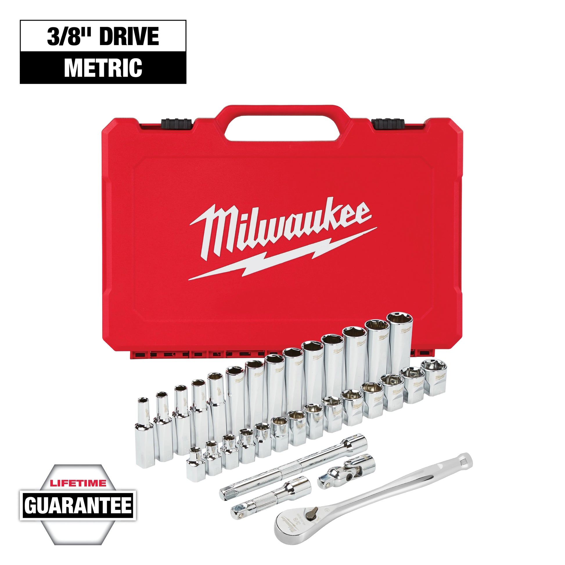 Milwaukee 3/8" Drive 32 pc Ratchet & Socket Set - Metric — 48-22-9508