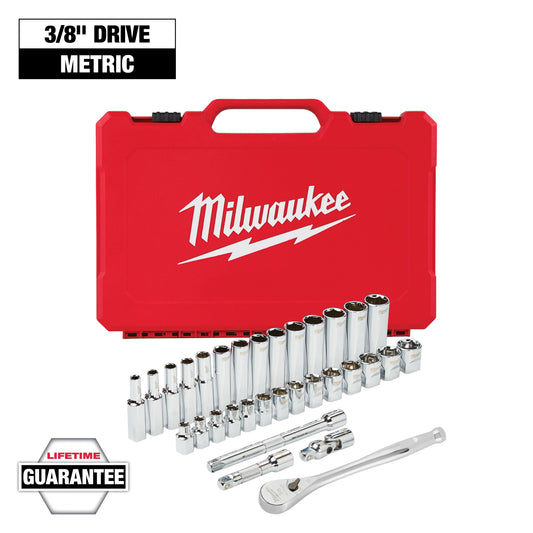 Milwaukee 3/8" Drive 32 pc Ratchet & Socket Set - Metric — 48-22-9508