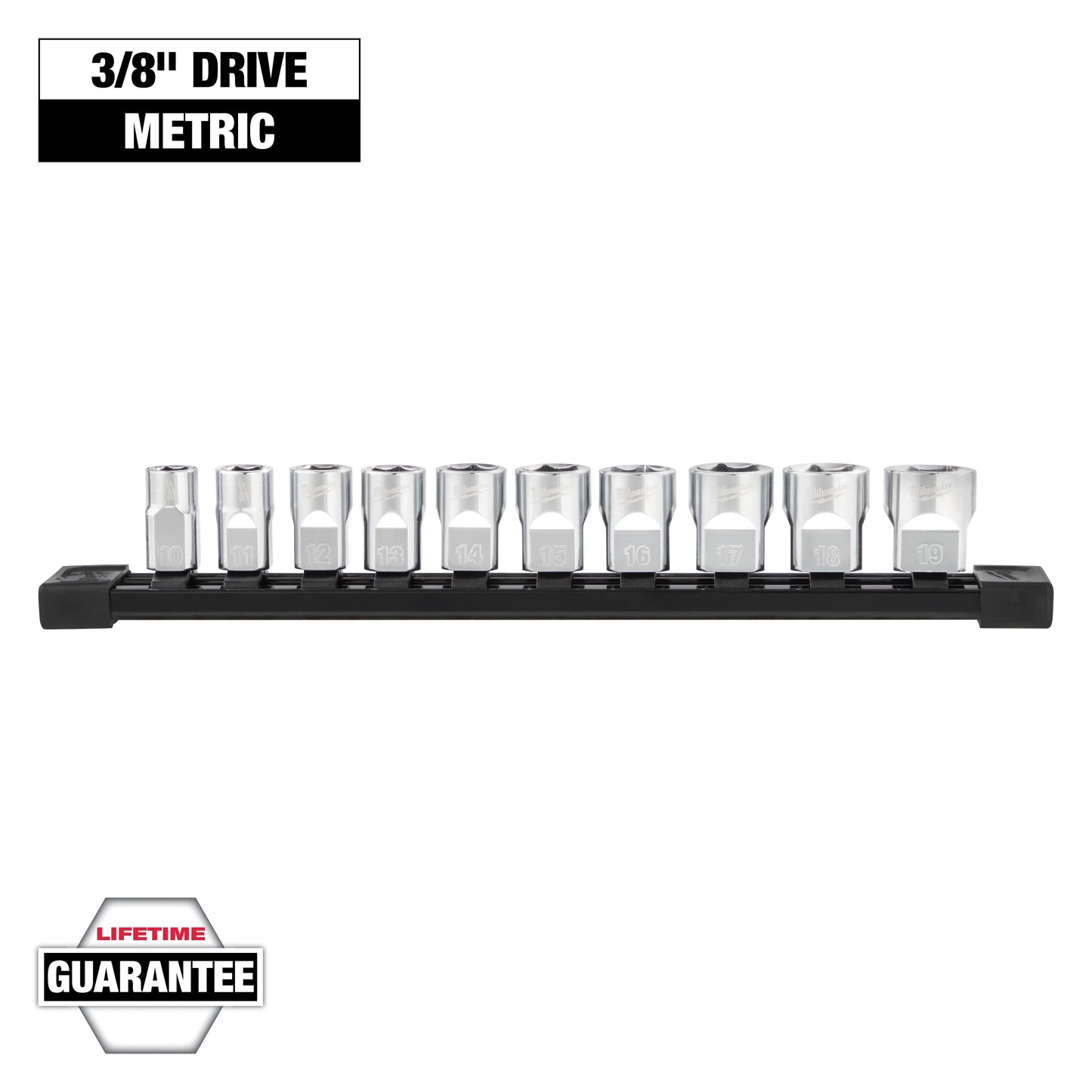 Milwaukee 10 pc 3/8" Metric Sockets with FOUR FLAT™ Sides — 48-22-9503