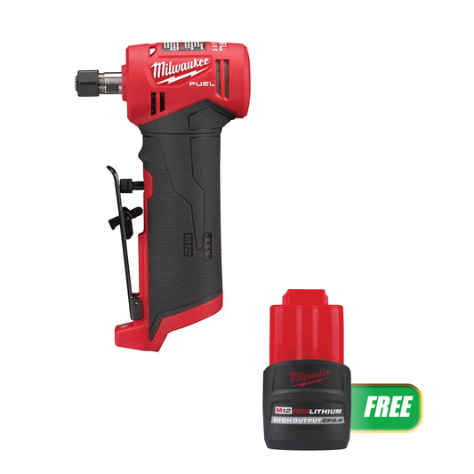 Milwaukee M12 FUEL™ 1/4" Right Angle Die Grinder, Tool-Only, FREE BATTERY