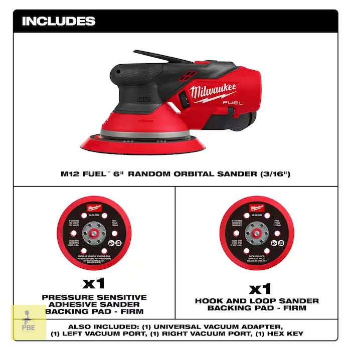 Milwaukee 2585-20 M12 FUEL 6" Random Orbital Sander (3/16") - Bare Tool