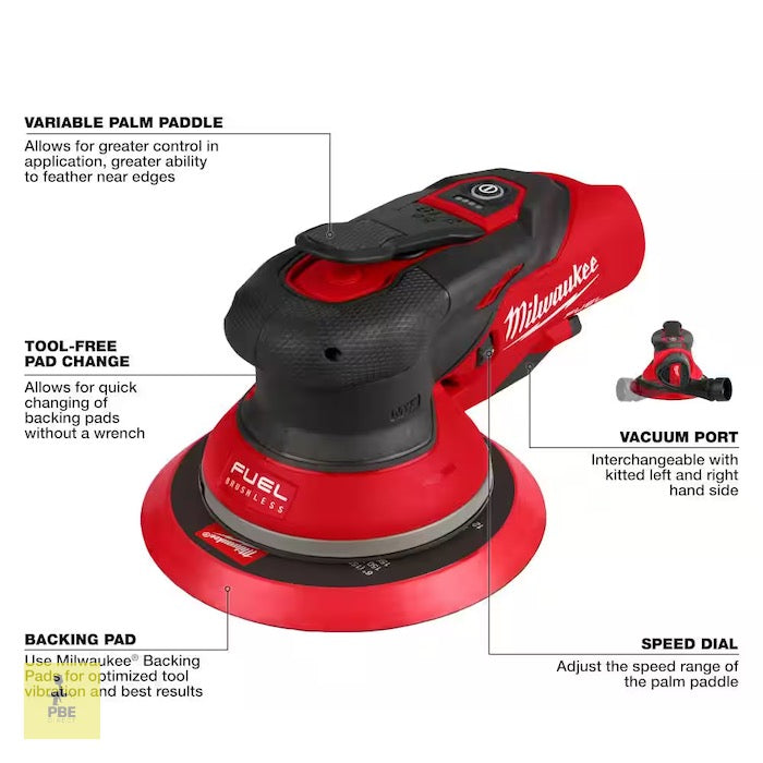 Milwaukee 2585-20 M12 FUEL 6" Random Orbital Sander (3/16") - Bare Tool