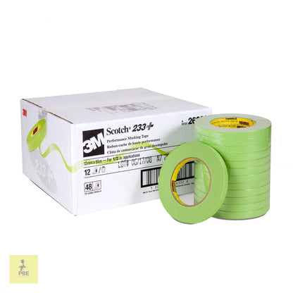 3M Scotch® 26332 233+ Series Performance Masking Tape, 55 m x 12 mm, Green - part 26332