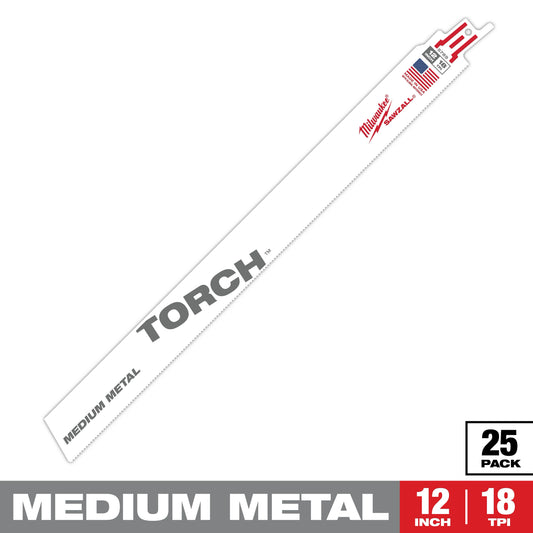 Milwaukee 12" 18 TPI TORCH™ SAWZALL® Blade for Medium Metal (25 PK) — 48-00-8789