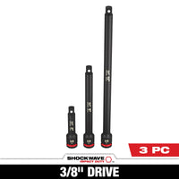 Milwaukee 3 PC SHOCKWAVE™ Impact Duty 3/8" Drive Extension Set — 49-66-6714