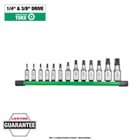 Milwaukee 13 pc 1/4” and 3/8” Drive Tamper Proof TORX® Bit Socket Set — 48-22-9535